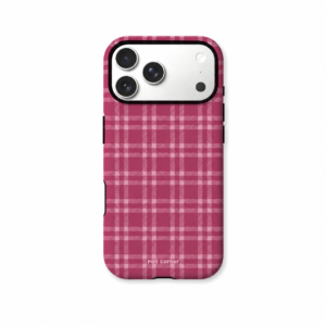 Barbie pink plaid matte iPhone case – Korean style shockproof phone cover