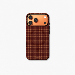 Red brown plaid MagSafe iPhone case – magnetic matte shockproof phone cover