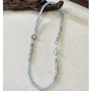 Soft Blue Double Layer Beaded Bracelet with Crystal Details – Minimalist Style