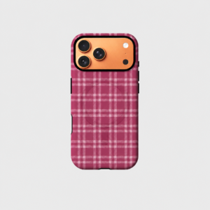 Barbie pink plaid MagSafe iPhone case – matte magnetic shockproof cover