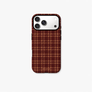 Red brown plaid matte iPhone case – vintage Korean aesthetic phone cover