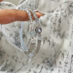 Elegant Grey Moonstone Layered Bracelet – Natural Crystal Beaded Jewelry