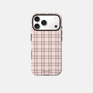 Soft pink plaid matte iPhone case – Korean style shockproof protective case