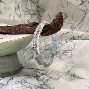 Elegant Grey Moonstone Layered Bracelet – Natural Crystal Beaded Jewelry