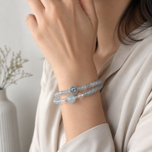 Layered Grey Moonstone Bracelet for Women – Soft Crystal Beaded Jewelry