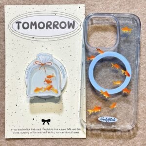 Cute Goldfish MagSafe iPhone Case with Bubble Grip Holder