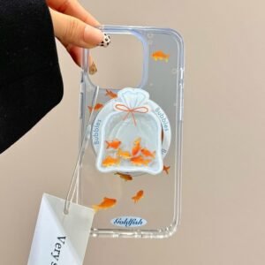 Goldfish Bubble Grip Stand and Clear iPhone Case Set