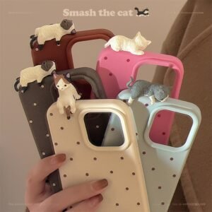 Cute pastel cat phone case aesthetic close-up