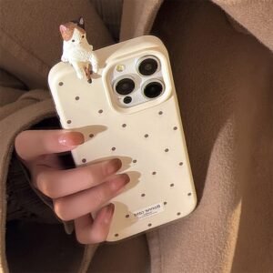 Cream Calico Polka Dot iPhone Case