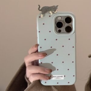 Mist Blue Cat Aesthetic iPhone Case
