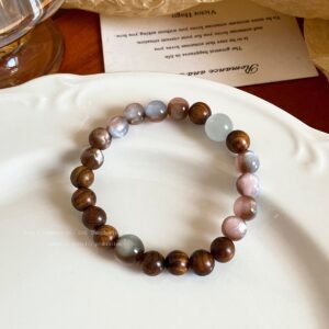 Minimal earthy wooden bead bracelet lifestyle photo