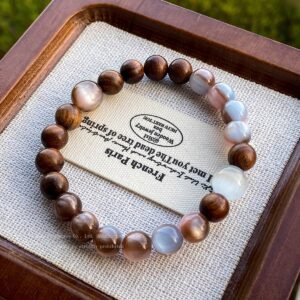 Brown and pink cat eye stretch bracelet for women