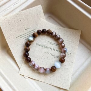 Cat eye bead bracelet with rosewood-inspired natural tones