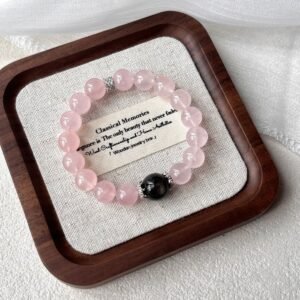 Rose Quartz Pink crystal beaded bracelet with 10mm beads