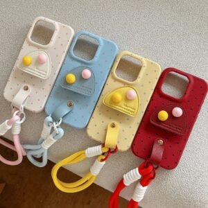 LeatherDot Polka Dot Leather iPhone Case Collection with Wrist Straps