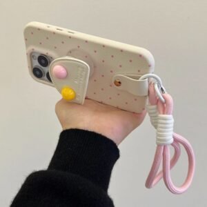 Cream White LeatherDot iPhone Case Hand Grip Detail