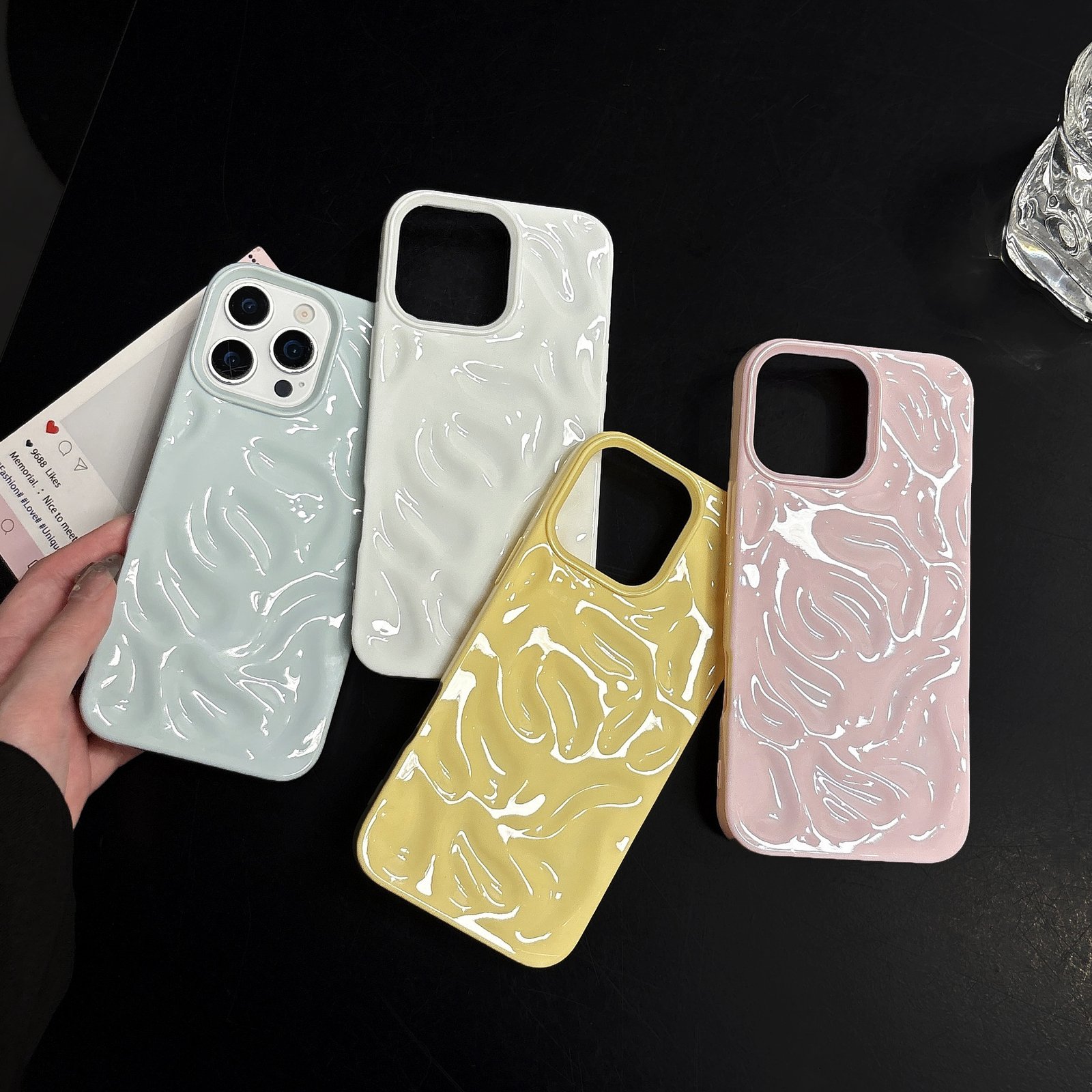 Cute Aesthetic 3D Wave iPhone Case – Minimalist Soft TPU Shockproof Slim Cover for iPhone 13–17 Series