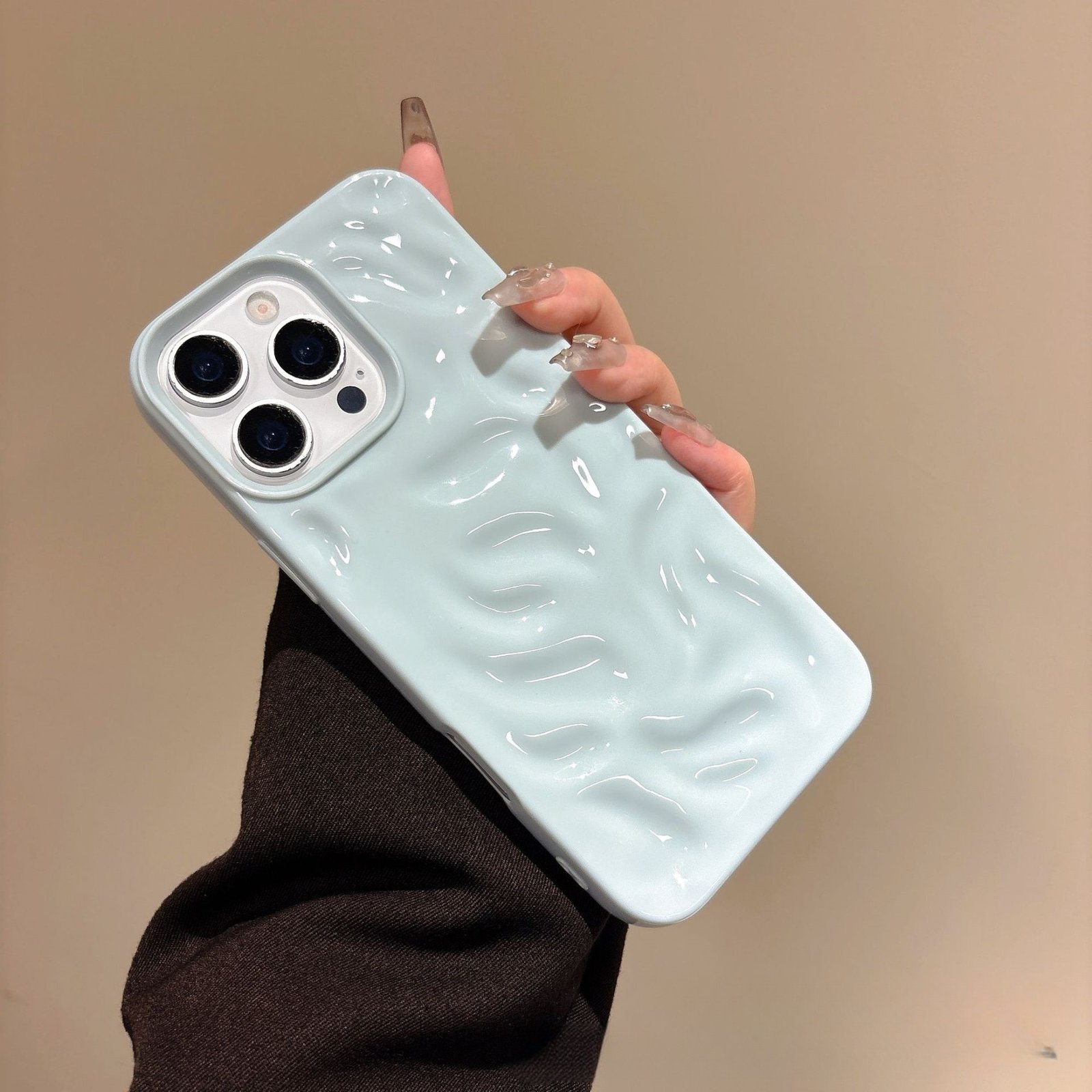 Cute Aesthetic 3D Wave iPhone Case – Minimalist Soft TPU Shockproof Slim Cover for iPhone 13–17 Series - Image 5