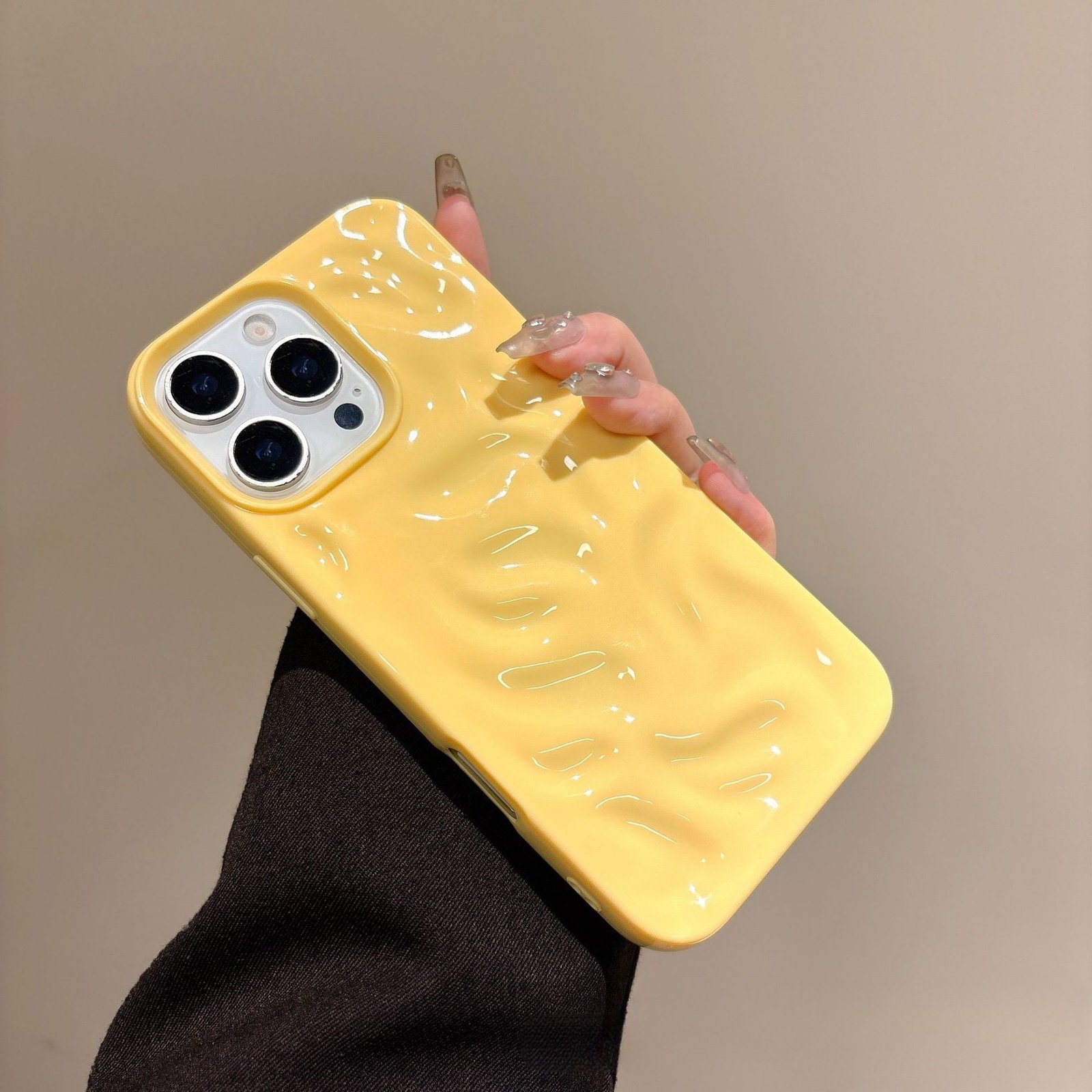 Cute Aesthetic 3D Wave iPhone Case – Minimalist Soft TPU Shockproof Slim Cover for iPhone 13–17 Series - Image 3