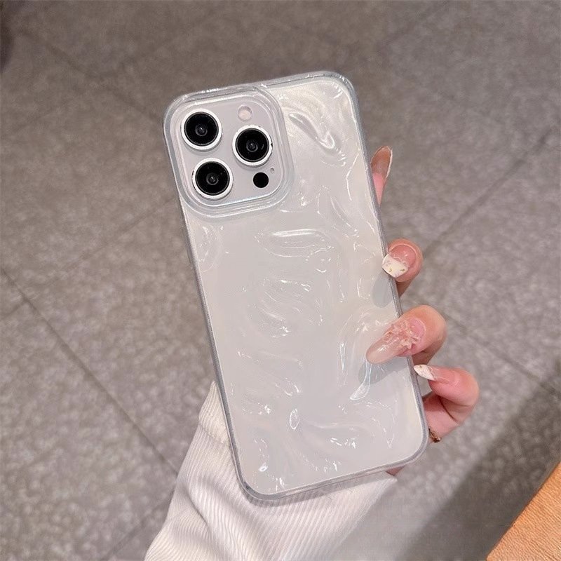Cute Aesthetic 3D Wave iPhone Case – Minimalist Soft TPU Shockproof Slim Cover for iPhone 13–17 Series - Image 6