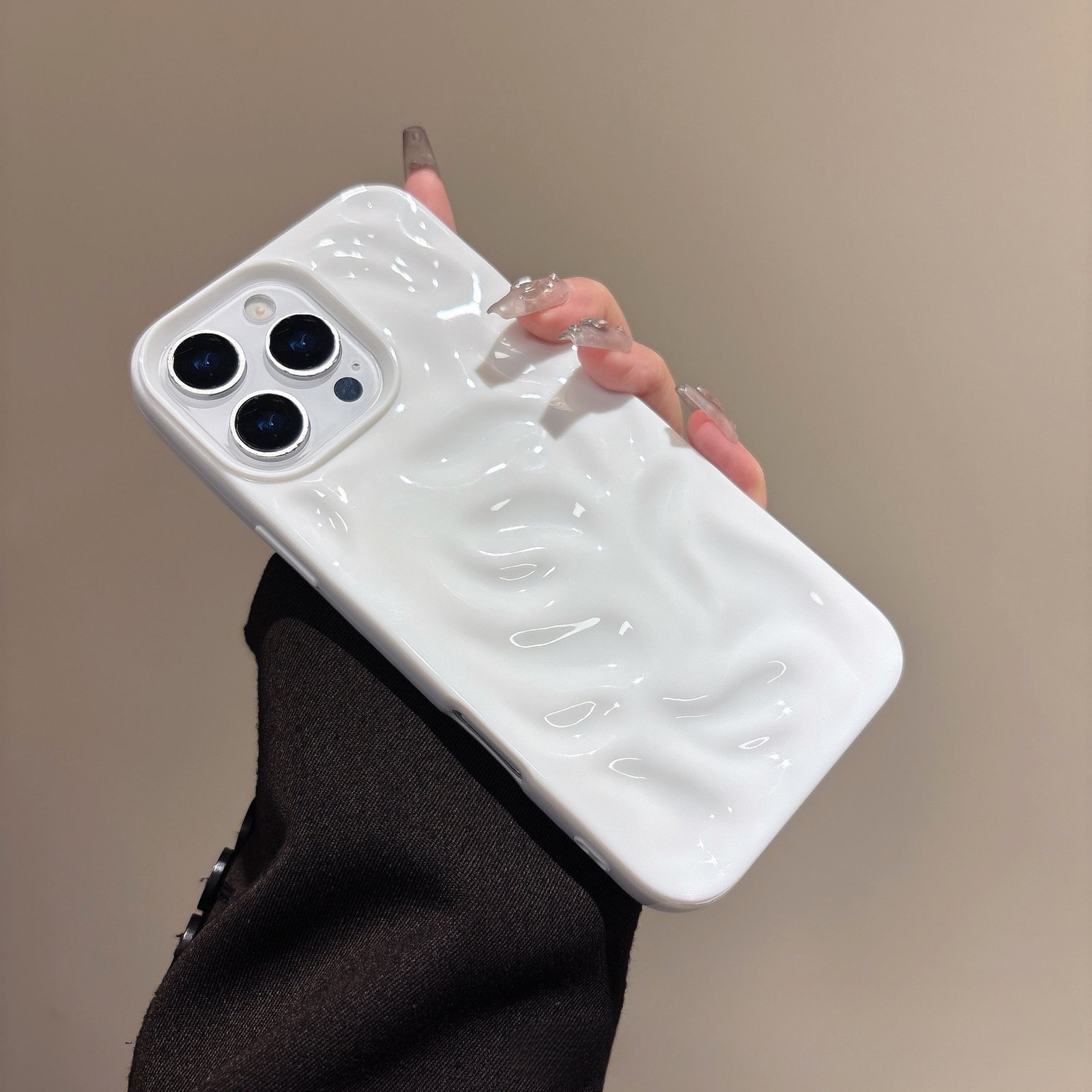 Cute Aesthetic 3D Wave iPhone Case – Minimalist Soft TPU Shockproof Slim Cover for iPhone 13–17 Series - Image 2