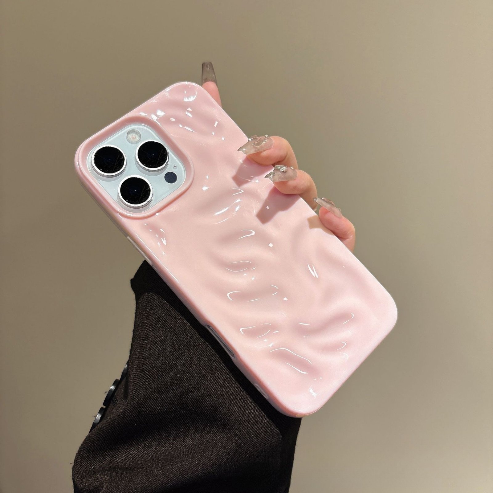 Cute Aesthetic 3D Wave iPhone Case – Minimalist Soft TPU Shockproof Slim Cover for iPhone 13–17 Series - Image 4