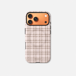 Soft pink plaid MagSafe iPhone case – Korean style magnetic protective cover