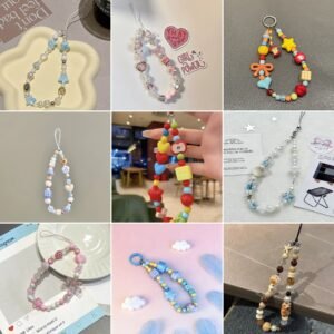 Sweet Aesthetic Handmade Beaded Phone Strap – Cute Colorful Mobile Chain for iPhone