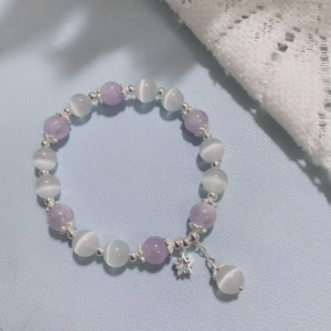 Purple Star Cat Eye Crystal Bracelet with lavender beads and star charm