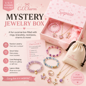 CLCharm classic mystery jewelry box with surprise rings bracelets necklaces charms and 3/5/7 scoop options