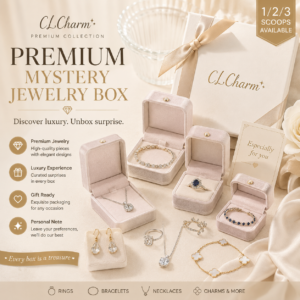 CLCharm Premium Mystery Jewelry Box with rings bracelets necklaces and luxury jewelry surprise packaging